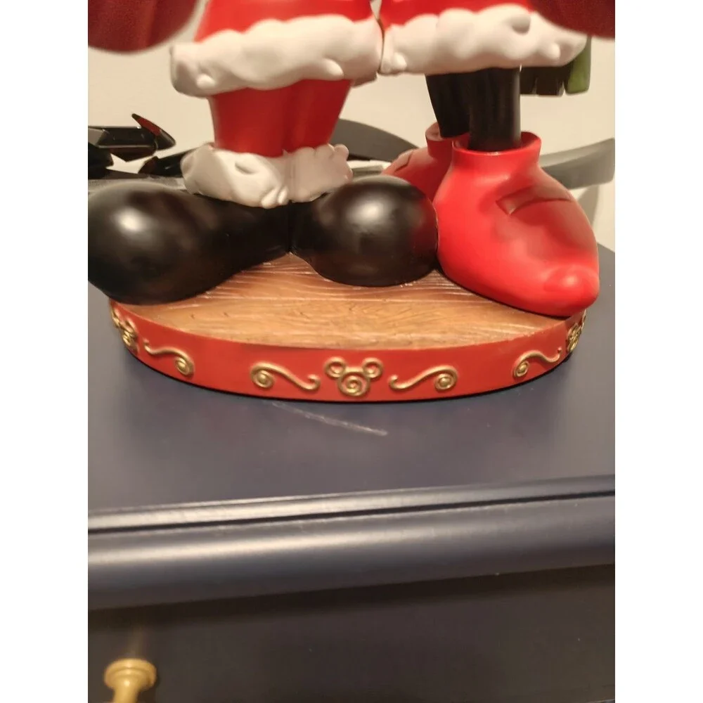 Rare Disney Mickey & Minnie Mouse Christmas Cookie Holder & Ceramic Tray - Clean